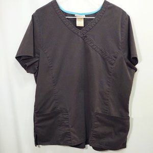 3/$30 Scrubstar Black Mock Wrap Scrub Top XL